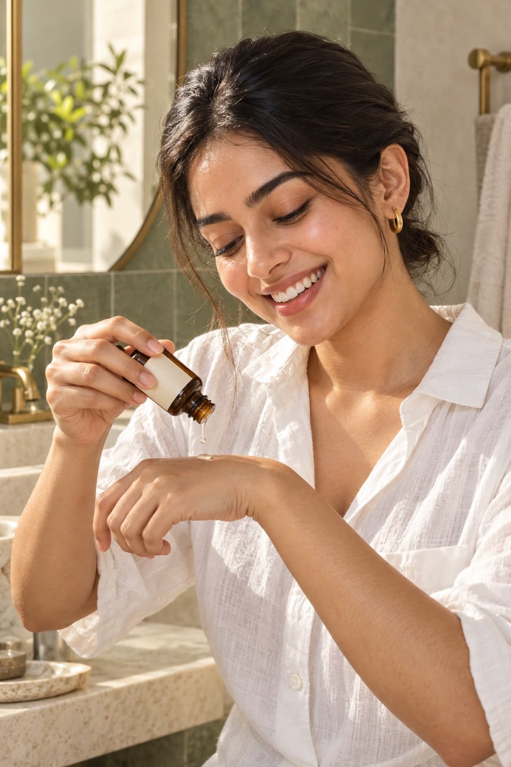 Skincare products in an everyday setting